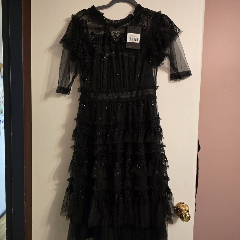 Elegant Black Ruffled Dress
